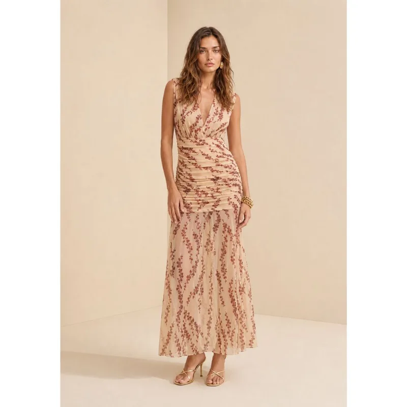 Vestido Longo Ajustado Miragem Bege G - Morena Rosa