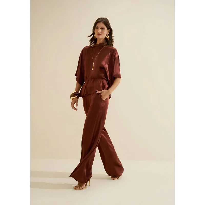 Blusa Gola Alta Umbra Marrom P - Morena Rosa