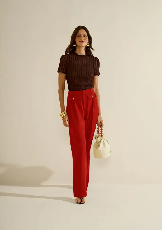 Calça Morena Rosa Reta Alta Vermelho - Morena Rosa