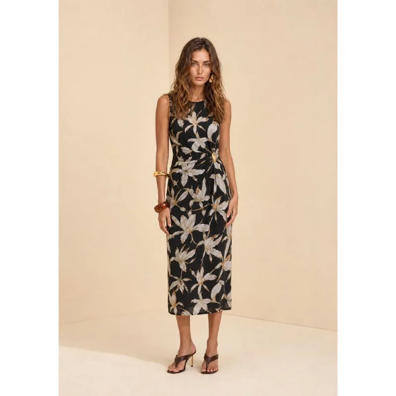 Vestido Midi Flora Preto/branco M - Morena Rosa