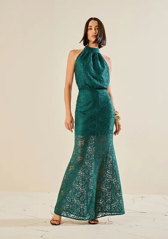 Vestido Morena Rosa Ajustado Cava Francesa Sem Manga Longo Verde - Morena Rosa