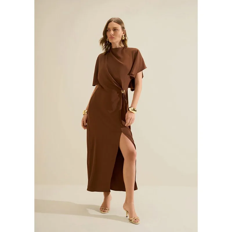 Vestido Midi Moka Marrom M