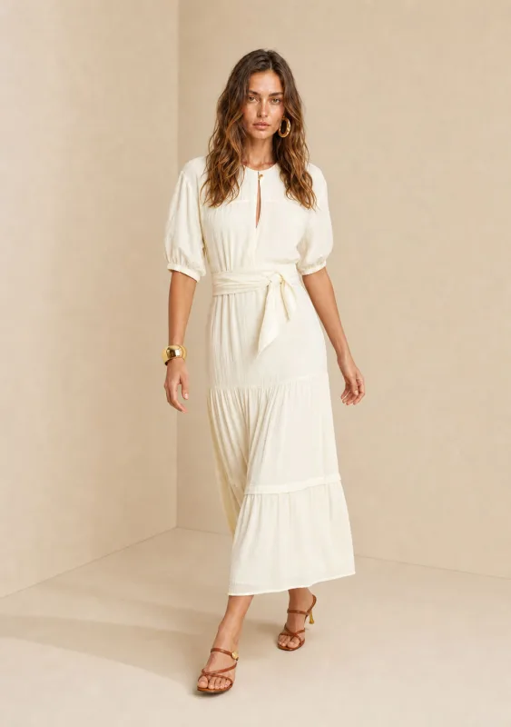 Vestido Manga Curta Alvorada Bege - Morena Rosa - Linhas
