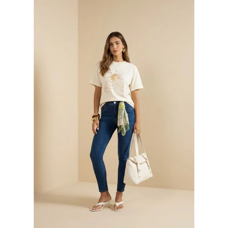 Calça Cigarrete Alta Azul 38 - Morena Rosa