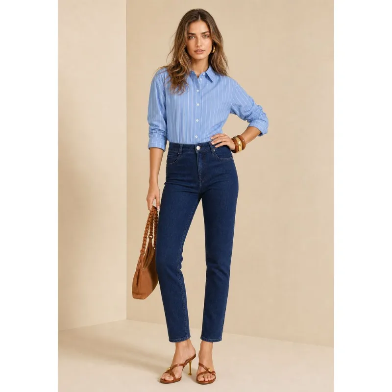 Calça Skinny Alta Azul 42