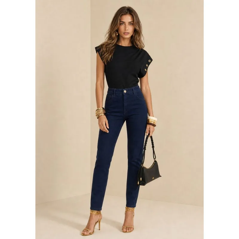 Calça Boot Cut Média Azul 44