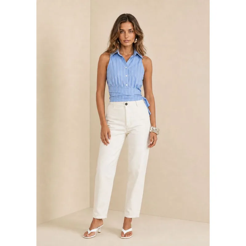 Calça Cenoura Alta Off White 36