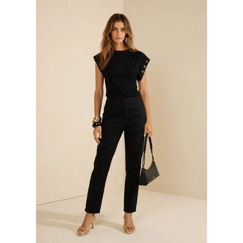 Calça Mom Alta Preto 46 - Morena Rosa