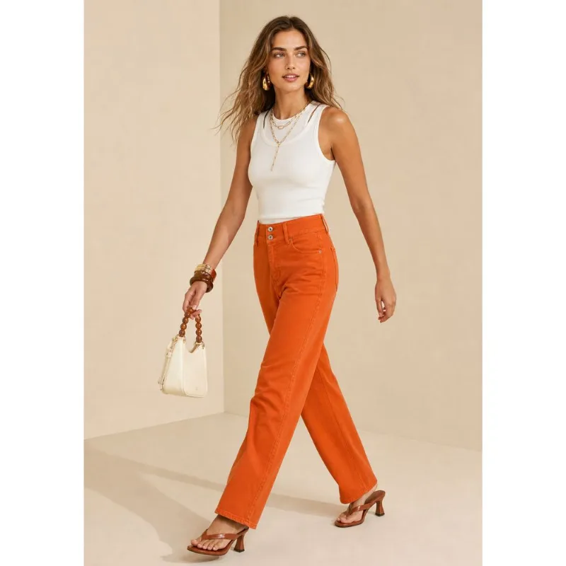 Calca Wide Poente Laranja 38