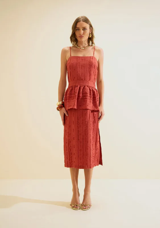 Vestido Midi Estado Natural Vermelho - Morena Rosa - Linhas