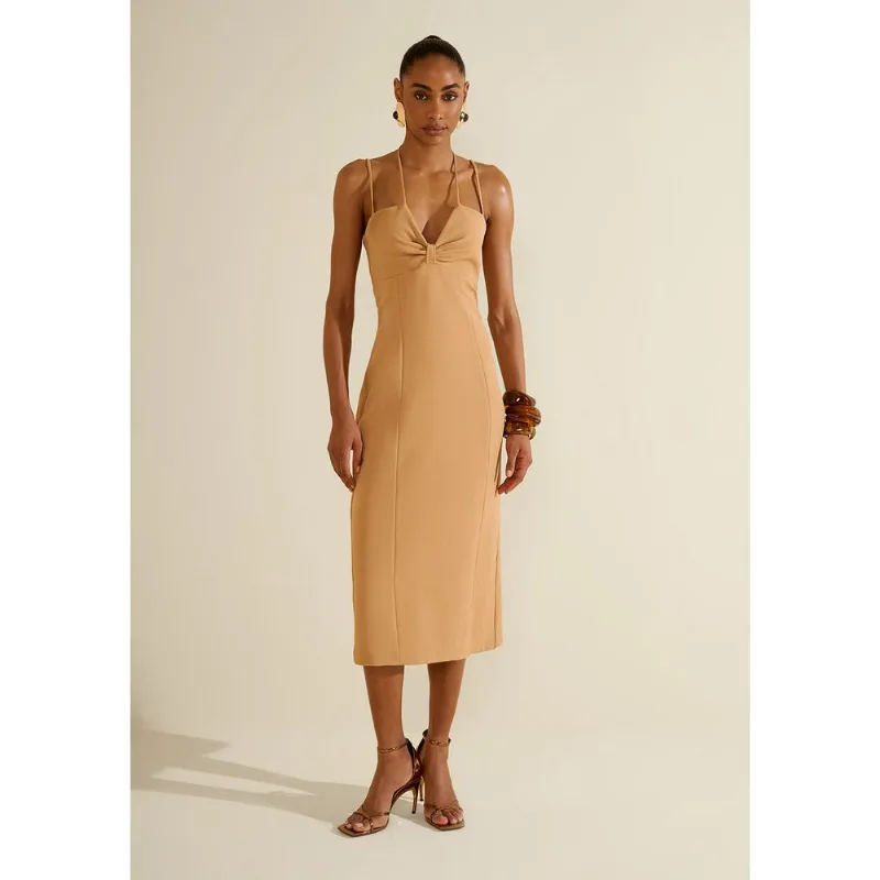 Vestido Midi Eclos Bege Claro P