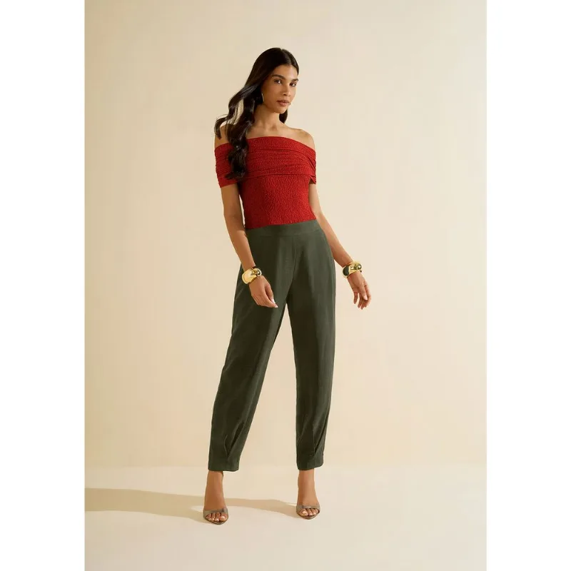 Blusa Morena Rosa Ajustada Ombro A Ombro Sem Manga Padrão Laranja P