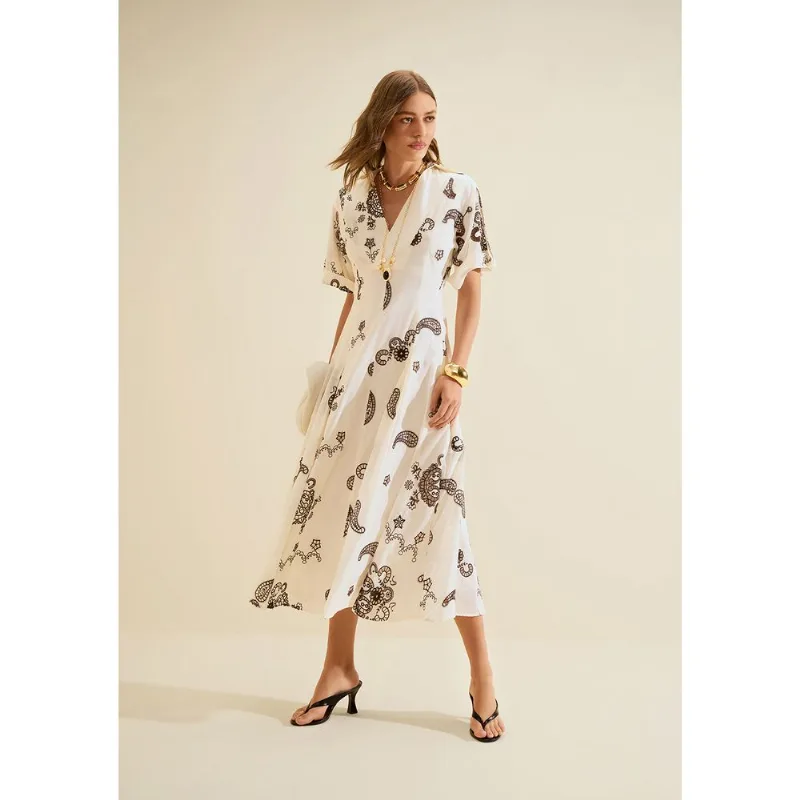 Vestido Midi Arabesca Off White G