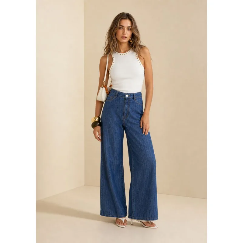 Calca Pantalona Profundo Azul 36 - Morena Rosa