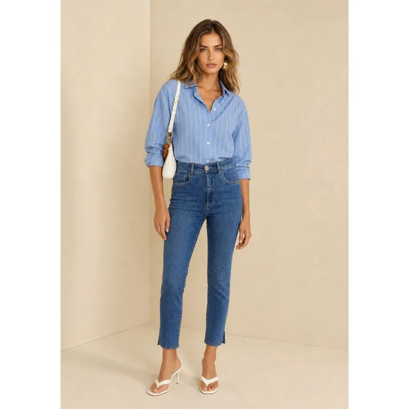 Calça Skinny Alta Azul 48