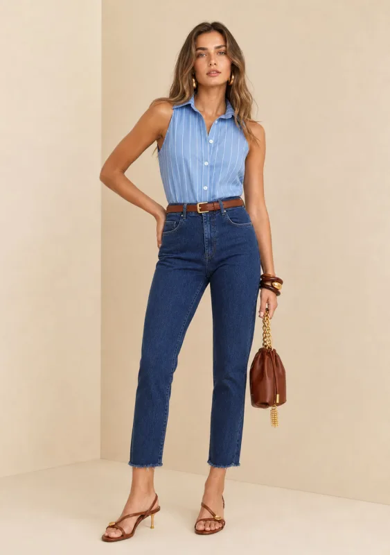 Calça Skinny Alta Azul - Morena Rosa - Linhas