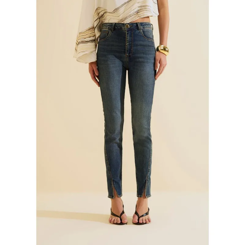 Calça Morena Rosa Skinny Alta Azul 42