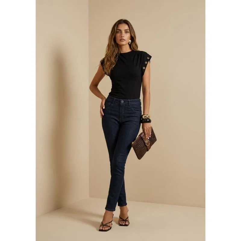 Calça Skinny Alta Azul 42