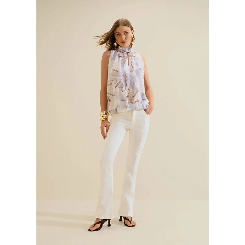 Calca Boot Cut Alta Off White 38