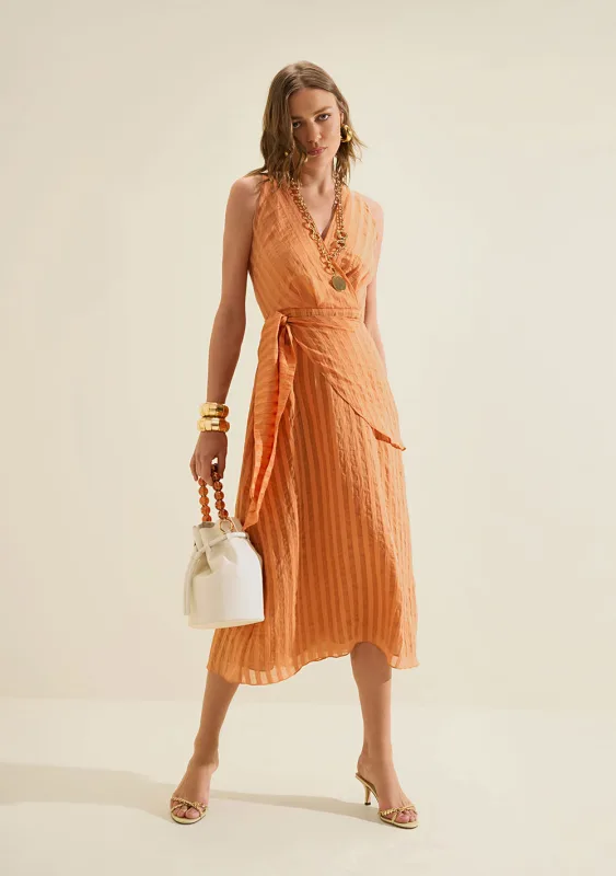 Vestido Midi Lumina Laranja - Morena Rosa - Linhas