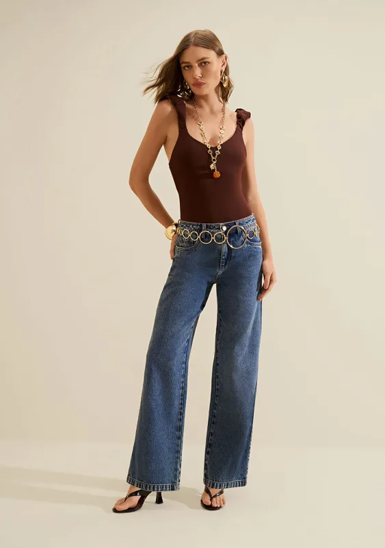 Calca Jeans Wide Índigo Azul - Morena Rosa - Linhas