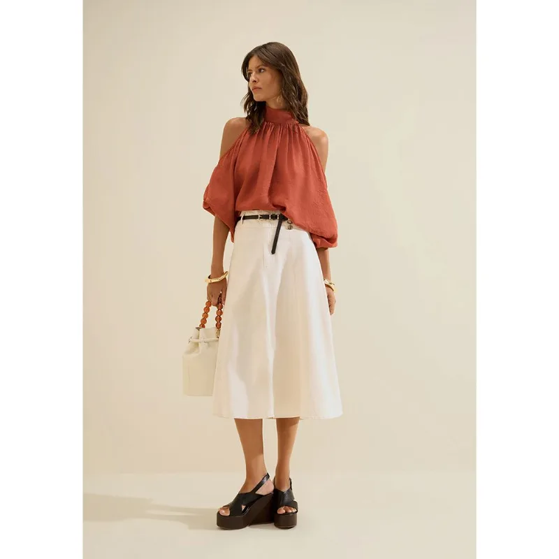 Saia Evase Midi Salina Off White 42