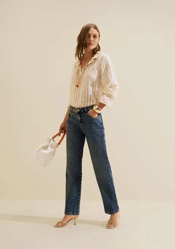 Calca Jeans Reta Cadência Azul - Morena Rosa - Linhas