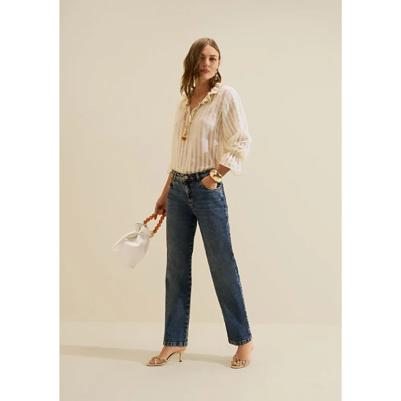 Calca Jeans Reta Cadência Azul 42