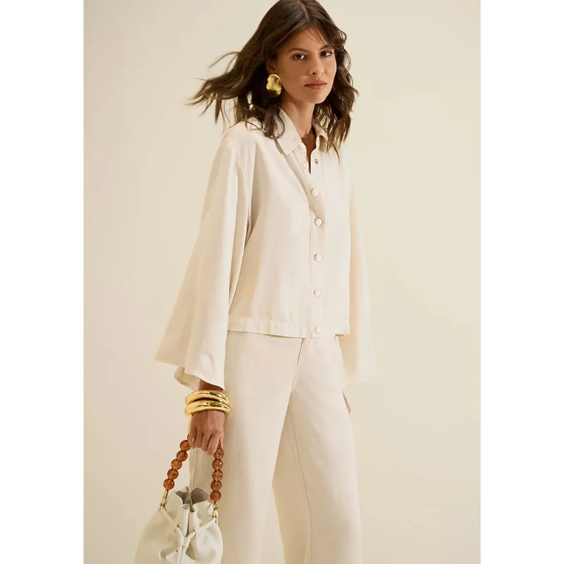 Camisa 7 Oitavos Florada Off White M