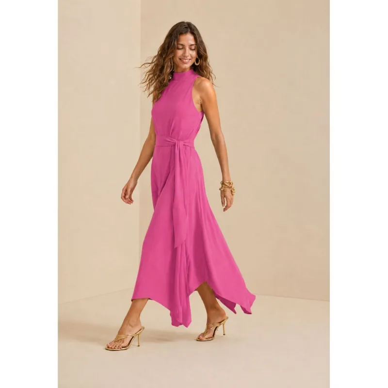 Vestido Gola Alta Midi Sonata Rosa G - Morena Rosa