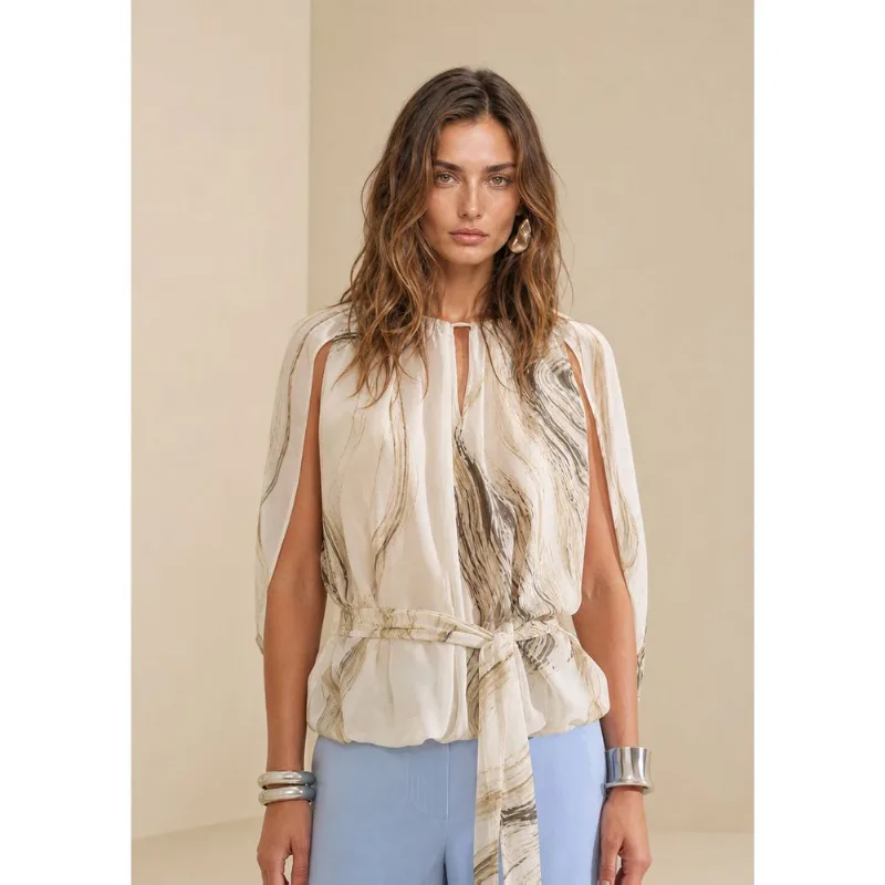 Blusa Manga Curta Flora Off White G - Morena Rosa