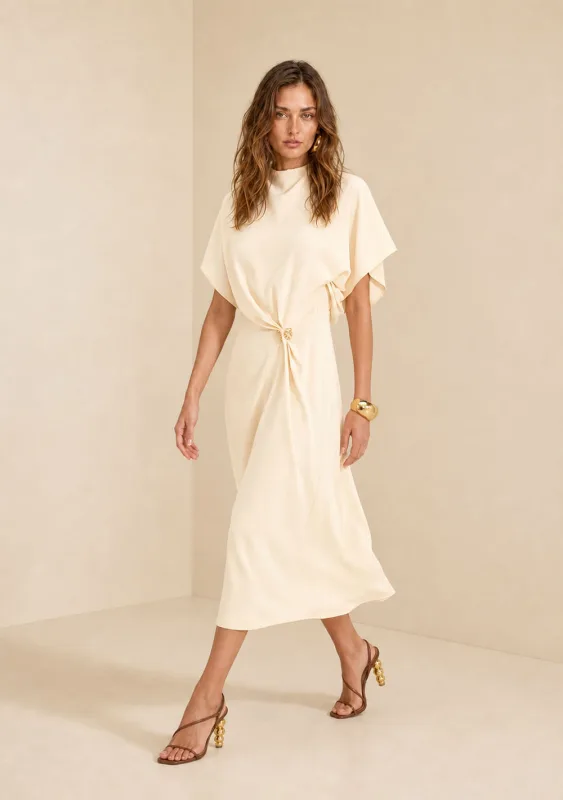 Vestido Midi Moka Bege - Morena Rosa - Linhas