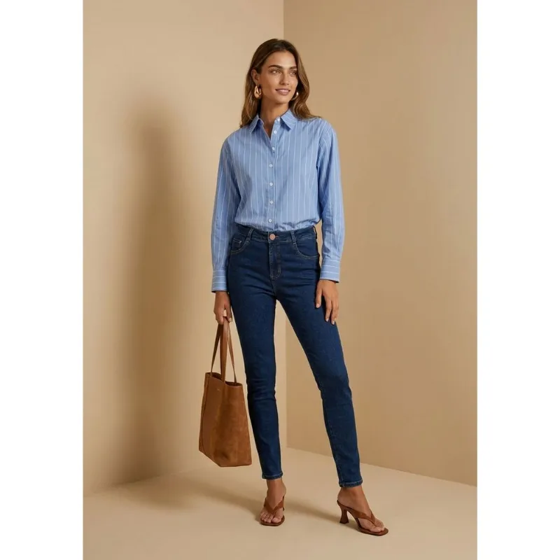 Calça Skinny Média Azul 46