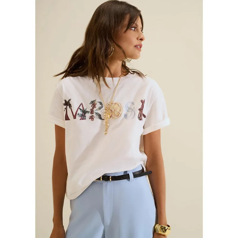Camiseta Manga Curta Flora Off White M