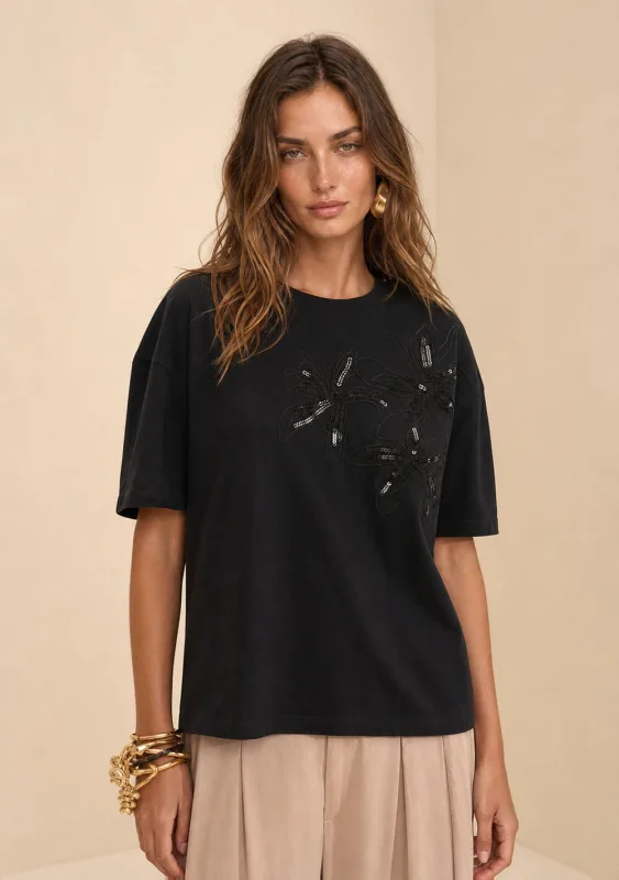 Camiseta Manga Curta Sonata Preto - Morena Rosa - Linhas