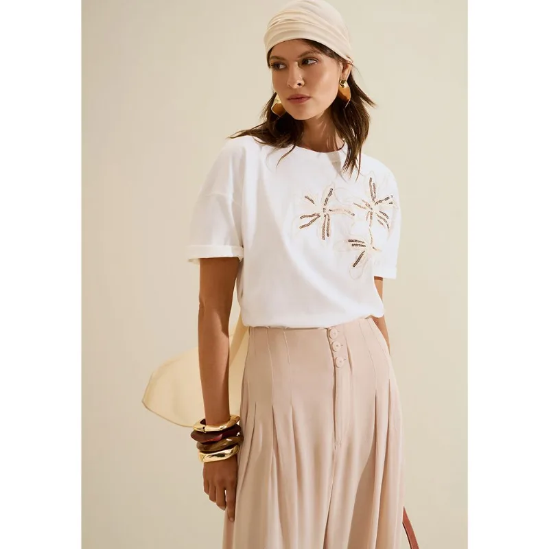 Camiseta Manga Curta Sonata Off White G - Morena Rosa