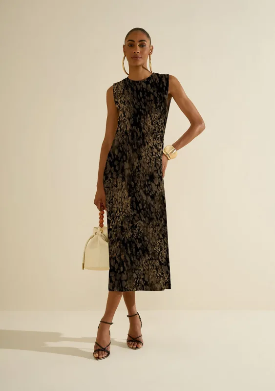 Vestido Midi Vereda Preto/bege - Morena Rosa - Linhas