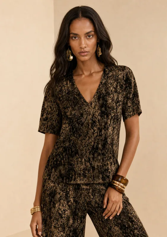 Camiseta Manga Curta Vereda Preto/bege - Morena Rosa - Linhas