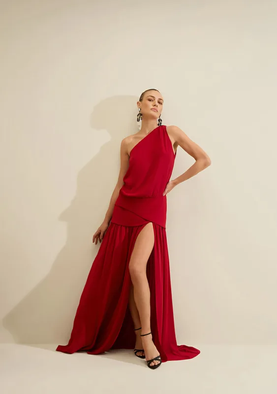 Vestido Um Ombro Só Rubra Vermelho - Morena Rosa