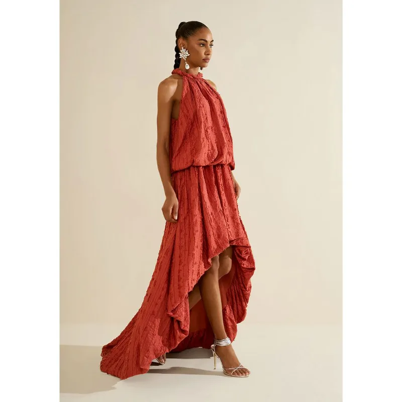 Vestido Gola Alta Terrena Vermelho M - Morena Rosa