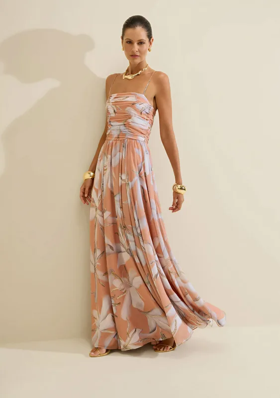 Vestido Longo Alças Aurora Laranja - Morena Rosa