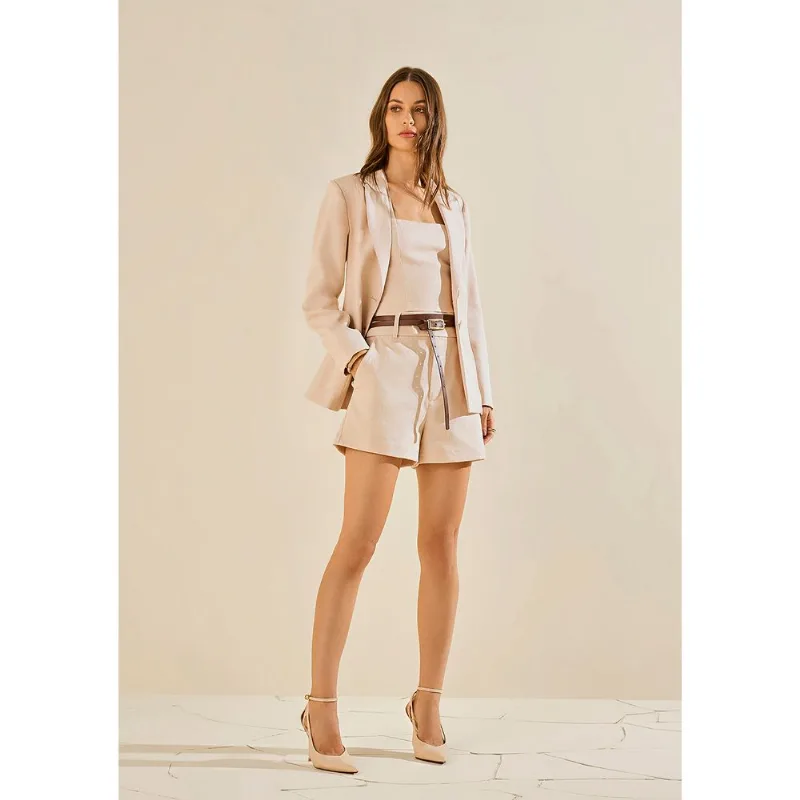 Shorts Morena Rosa Reto Alta Bege 34 - Morena Rosa