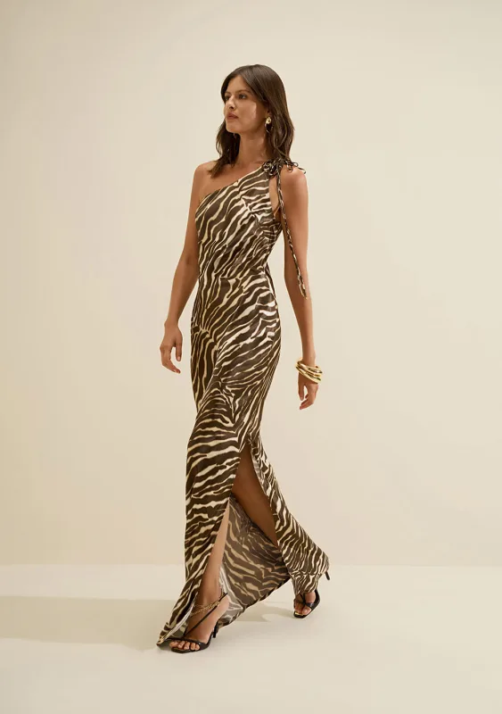 Vestido Um Ombro Só Miragem Bege - Morena Rosa - Linhas