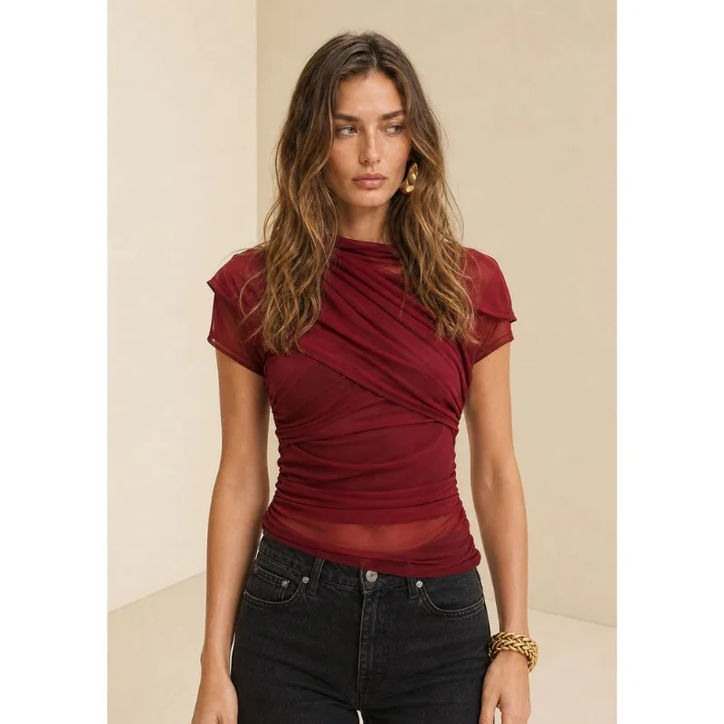 Blusa Gola Alta Miragem Bordo PP