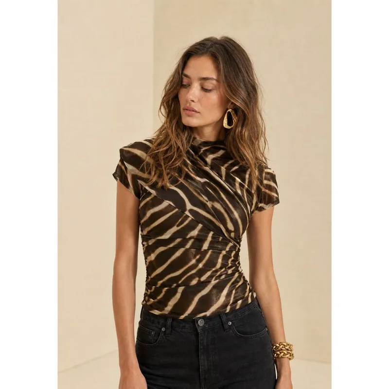 Blusa Gola Alta Miragem Preto/bege PP