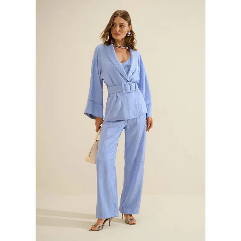 Kimono Manga Longa Aurora Azul Escuro GG