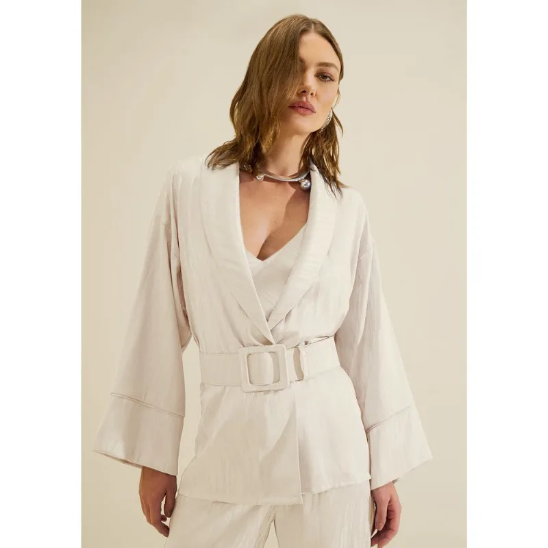 Kimono Manga Longa Aurora Off White GG
