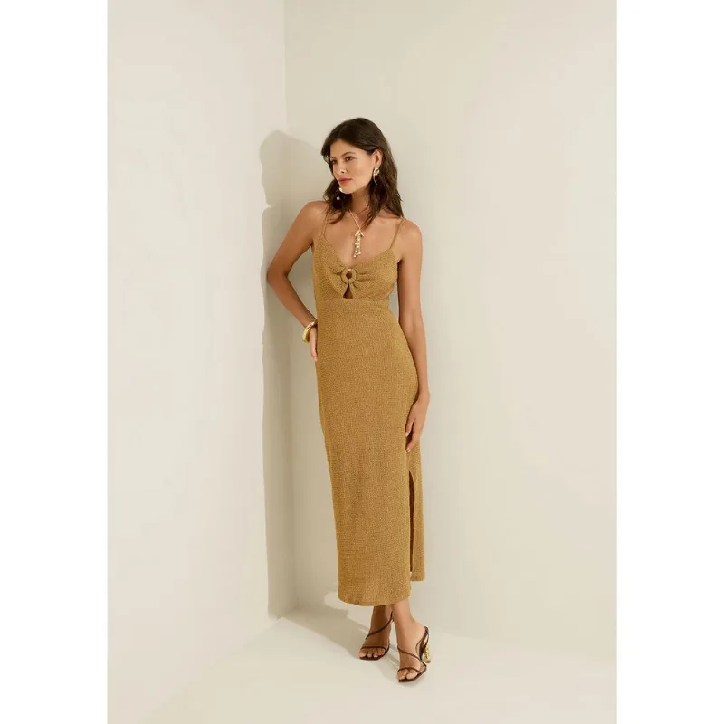Vestido Midi Ajustado Favo Caramelo GG