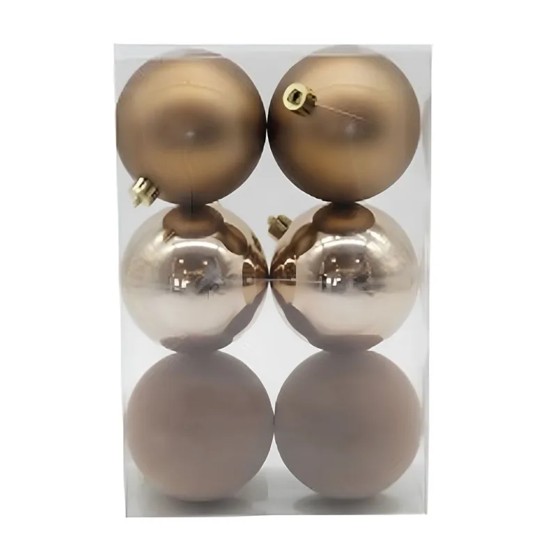 Bola de Natal Dourado/marrom/cobre 10cm Jogo C/6 Pecas Bola de Natal Douradomarromcobre 10cm Jogo C6 Pecas