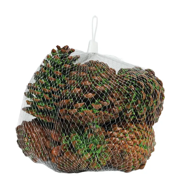 Saco De Pinha Decorativa Com Glitter Cromus 10cm 8 Peças